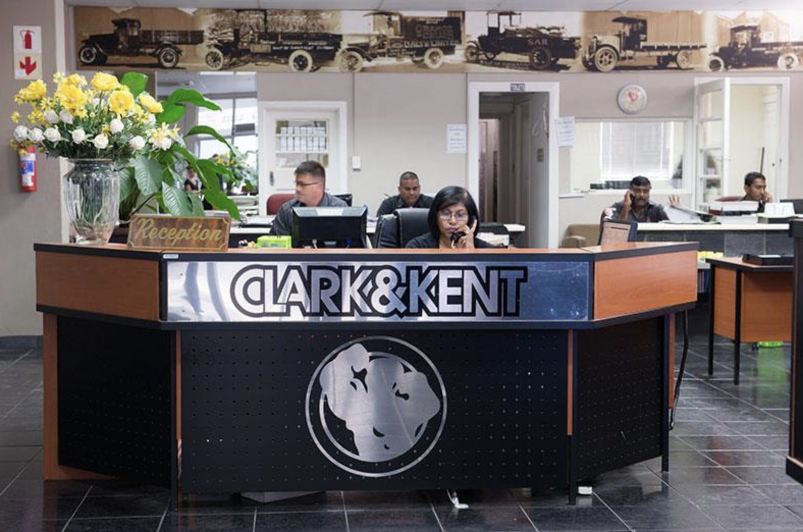 Clark & Kent reception desk at the Durban workshop